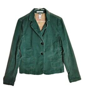 Vintage Gap Teal Green Corduroy Blazer Jacket Size 8 Pockets Y2K